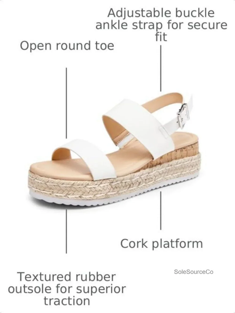 Women's Espadrille Wedge Sandals Open Toe Faux Leather Ankle Strap